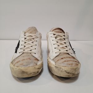 Golden Goose Superstar Zebra Animal Print Sneakers | Size 39 | Destroyed Style